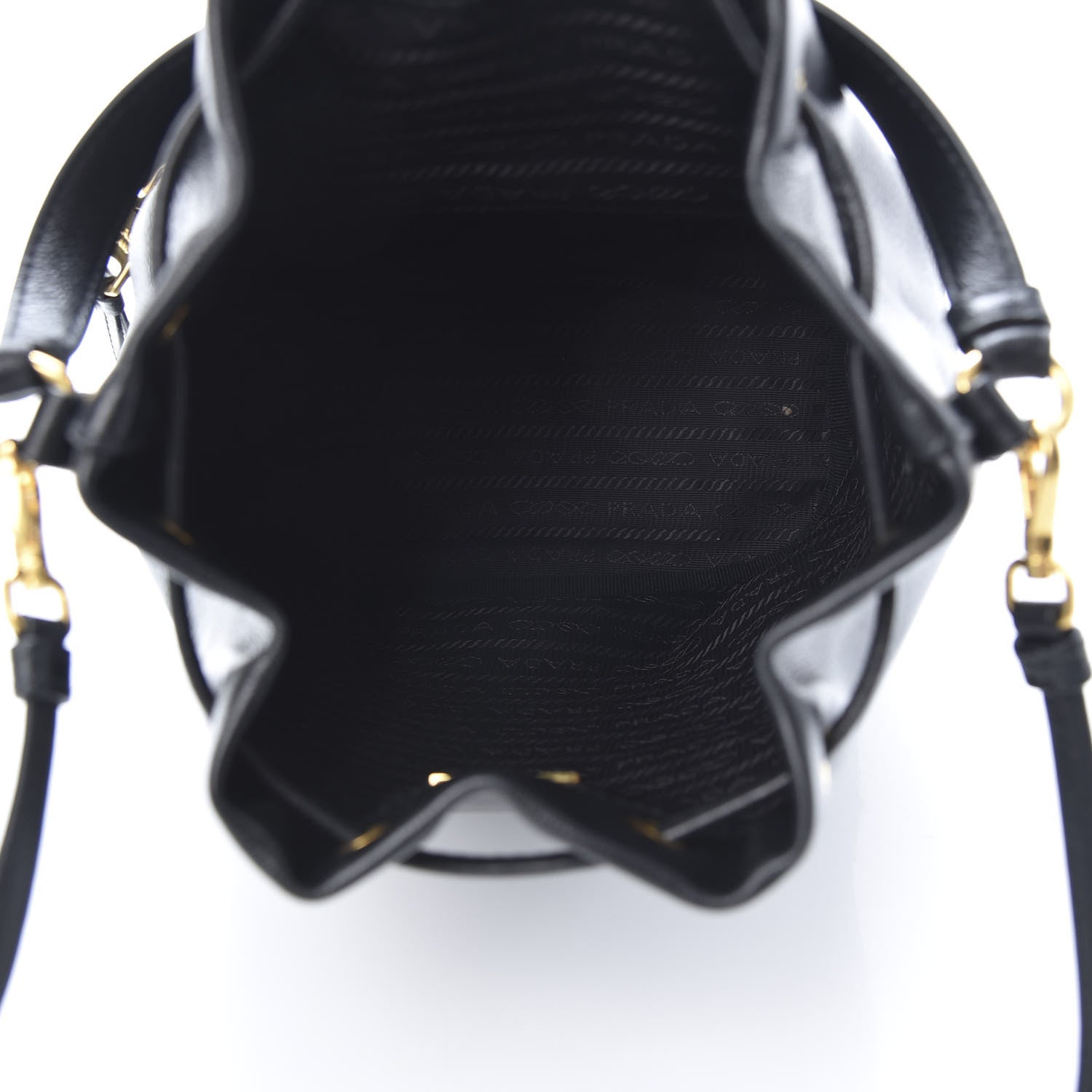 Prada Glace Calfskin Embossed Secchiello Bucket Bag Black 6 of 14