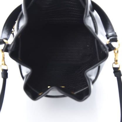 Prada Glace Calfskin Embossed Secchiello Bucket Bag Black 6 of 14