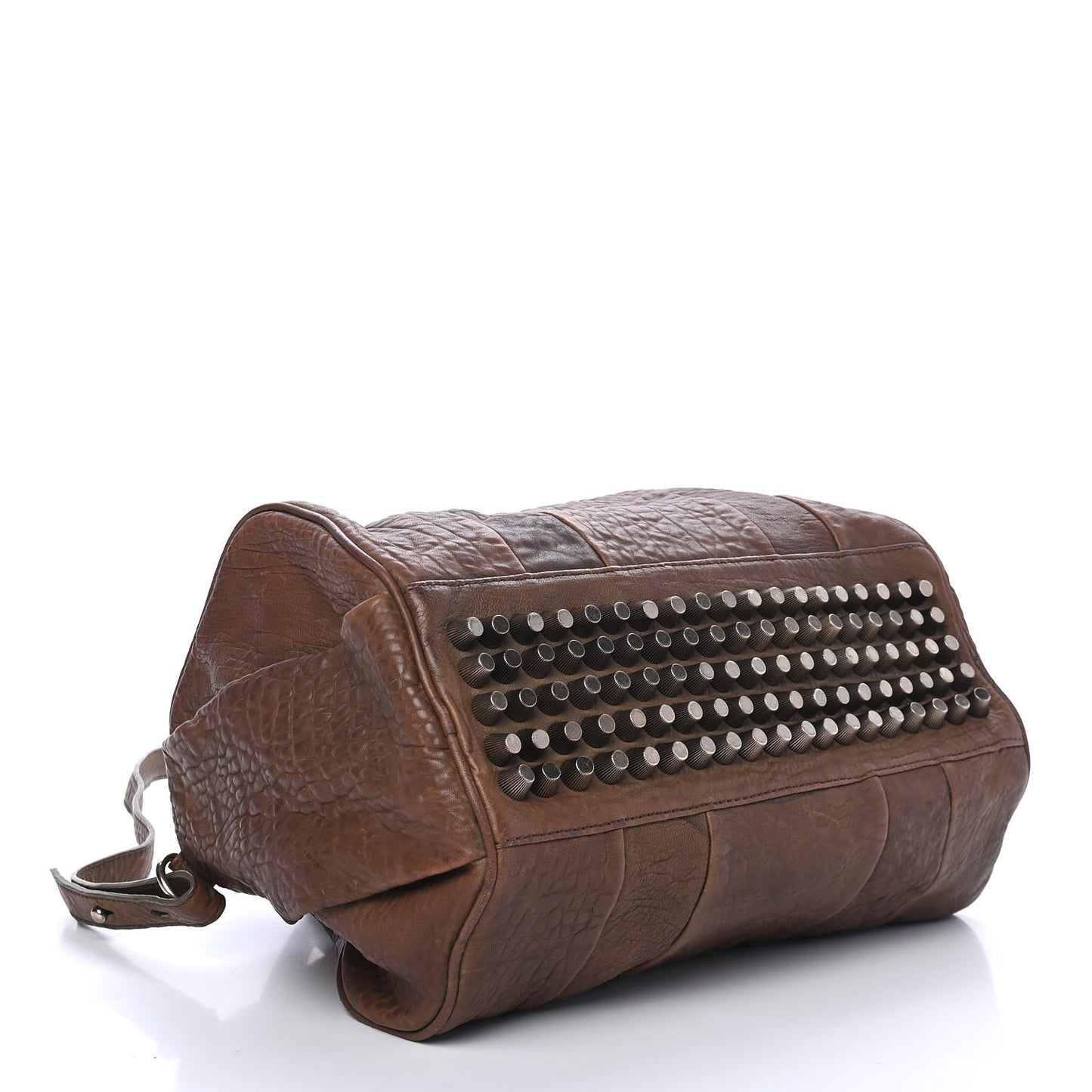 Pebbled Lambskin Rocco Antique Brass Hardware Brown