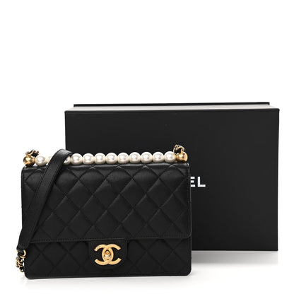 Chanel Goatskin Quilted Small Chic Pearls Flap Black 11 of 11