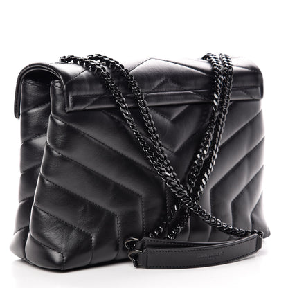 Saint Laurent Calfskin Y Quilted Monogram Small Loulou Chain Satchel Black 3 of 10