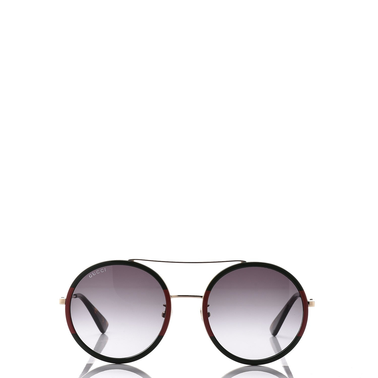 Gucci Round Frame Sunglasses GG0061S Gold Green 2 of 9