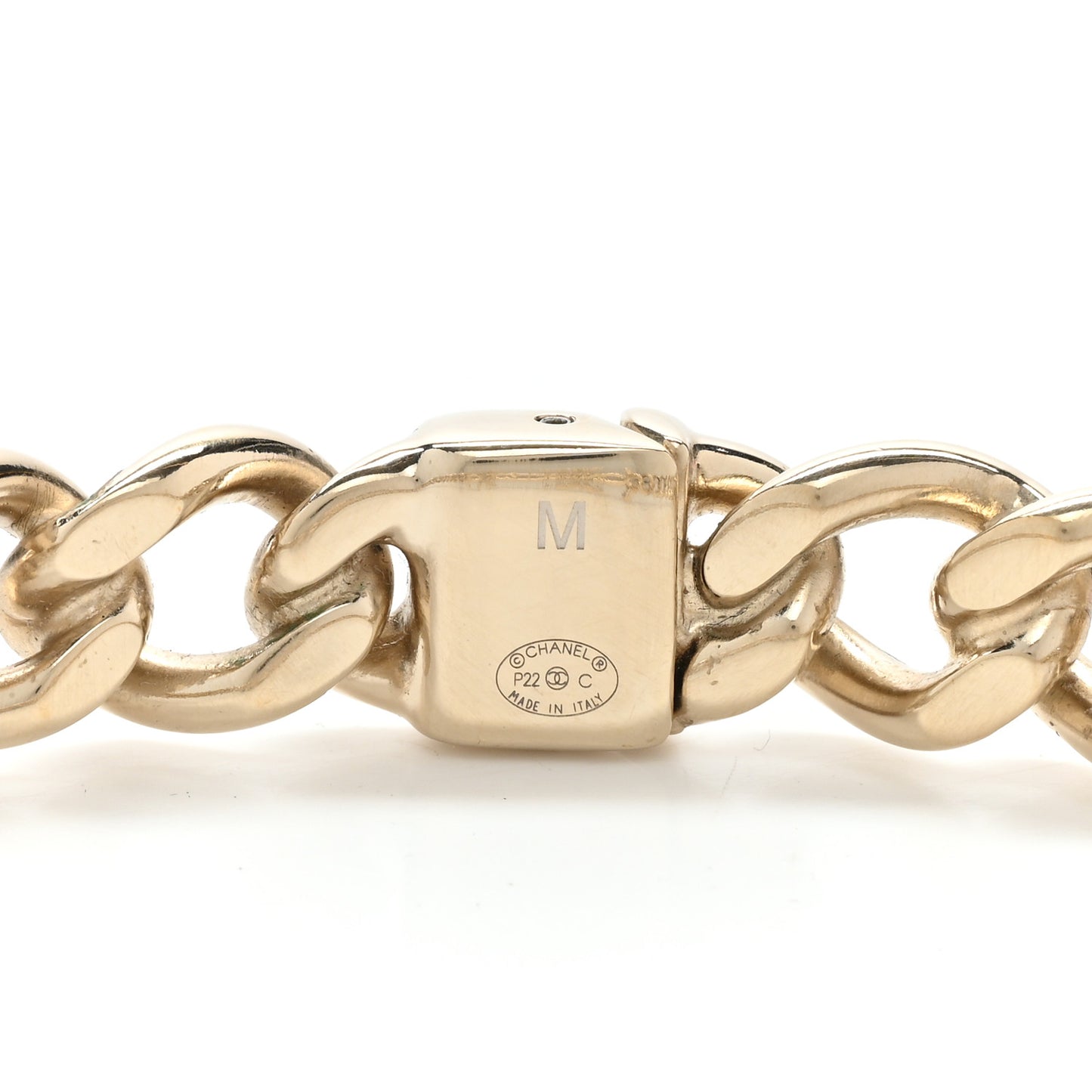 Metal CC Chain Link Choker Necklace M Gold