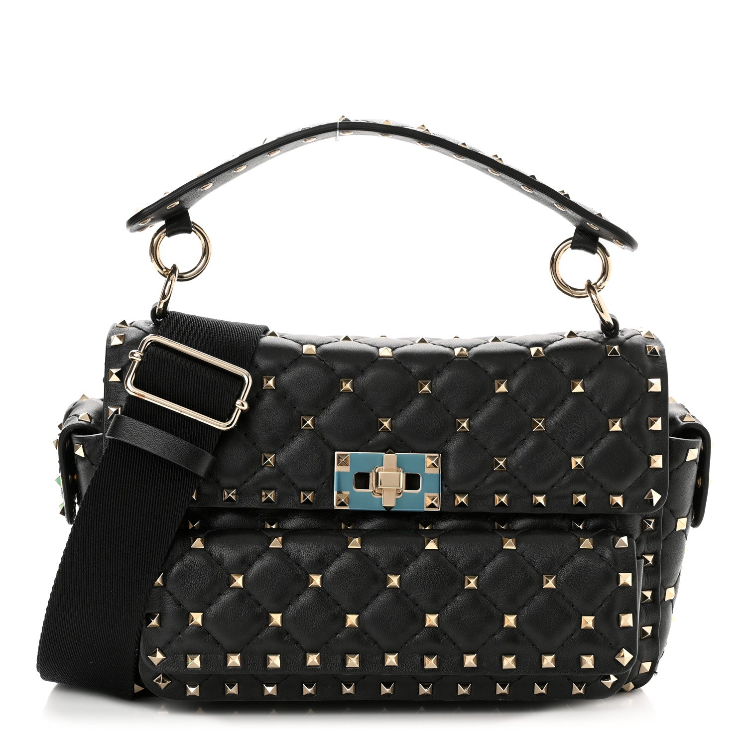 Valentino Garavani Lambskin Medium Rockstud Spike Shoulder Bag Black 1 of 8