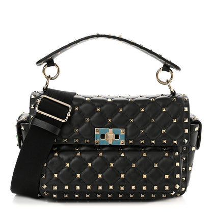 Valentino Garavani Lambskin Medium Rockstud Spike Shoulder Bag Black 1 of 8
