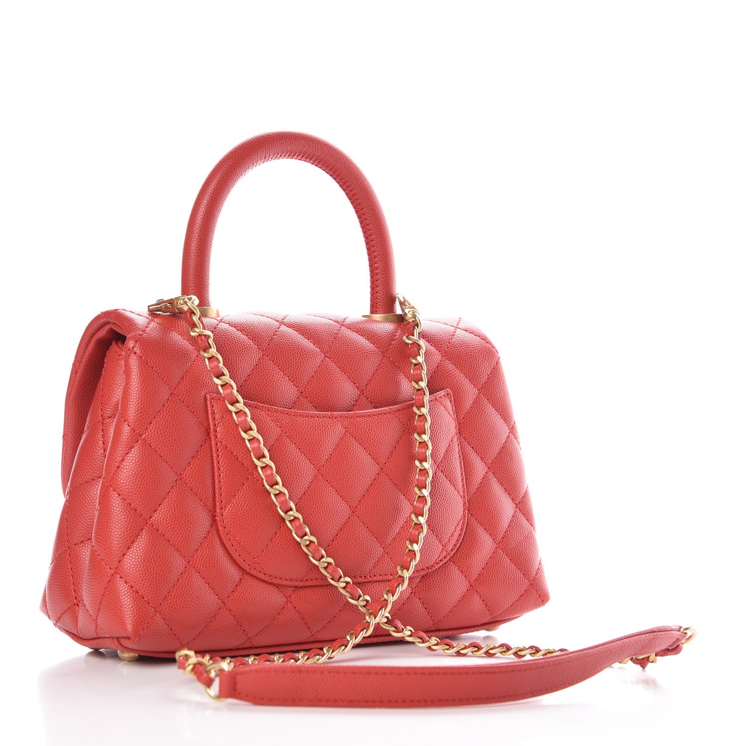 Chanel Caviar Quilted Mini Coco Handle Flap Red 3 of 11