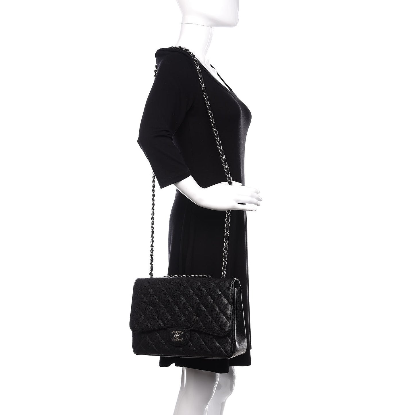 Caviar Quilted Jumbo Single Flap Black