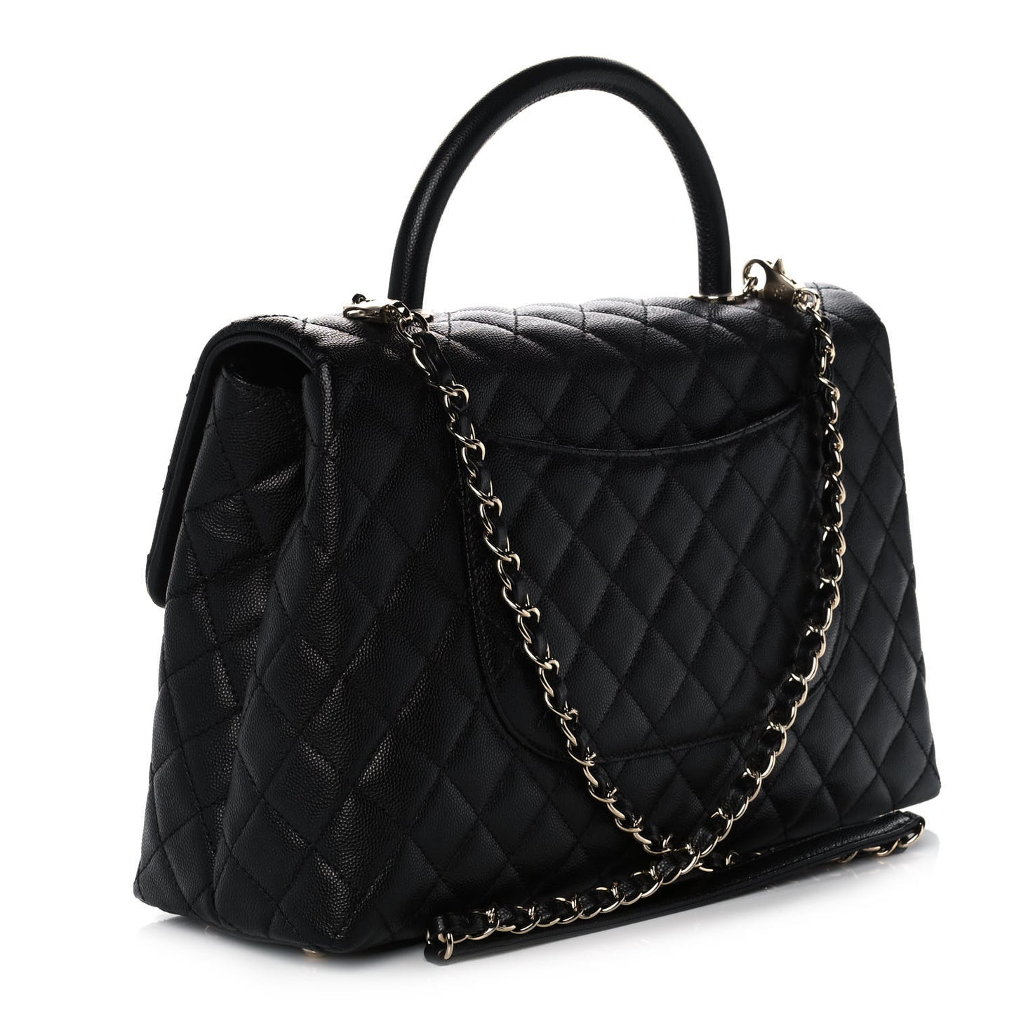 Caviar Quilted Medium Coco Handle Flap Black
