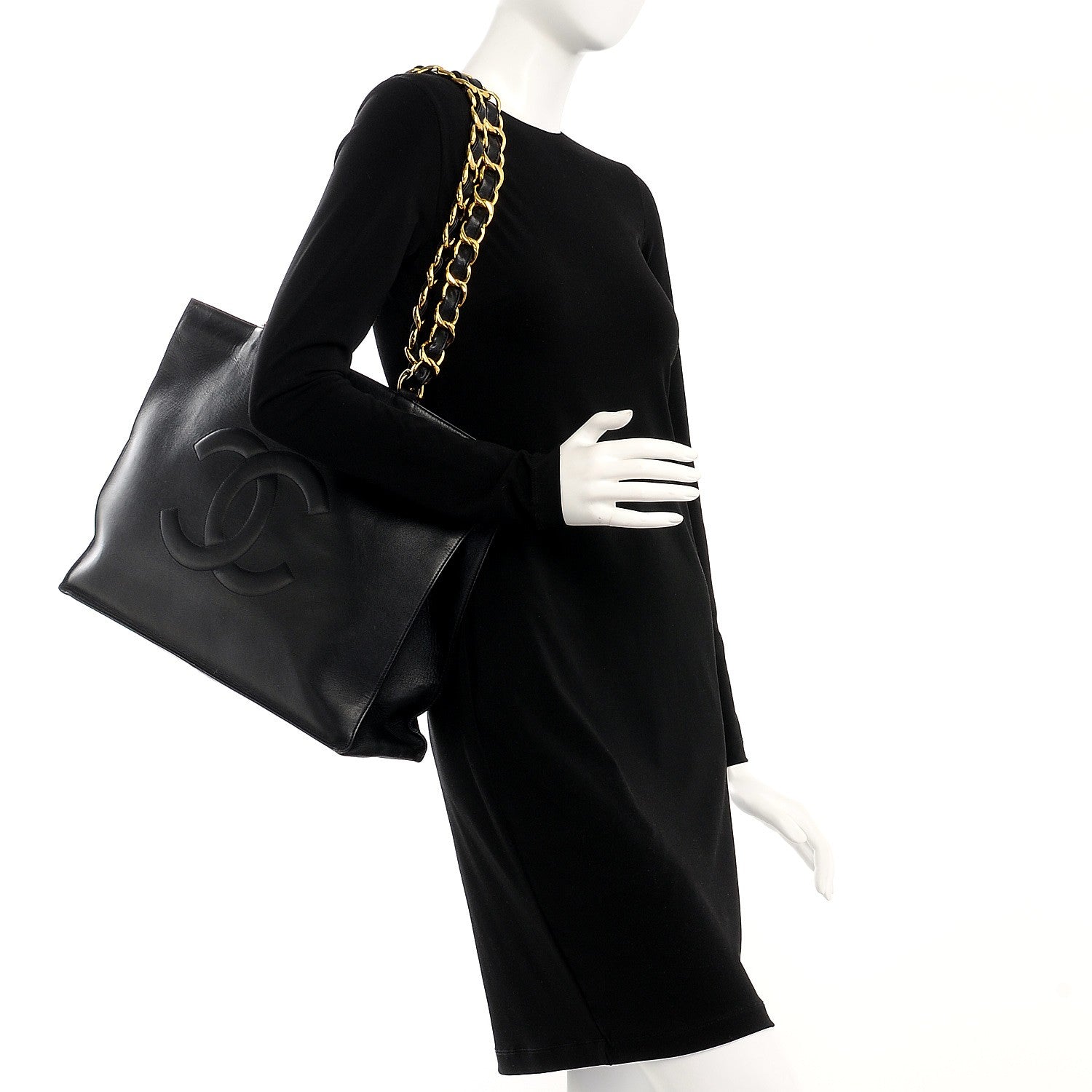 Chanel Lambskin CC Tote Black 2 of 7