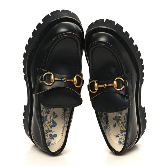 Cordovan Lux Womens Harald Horsebit 25mm Platform Loafers 36 38 Black