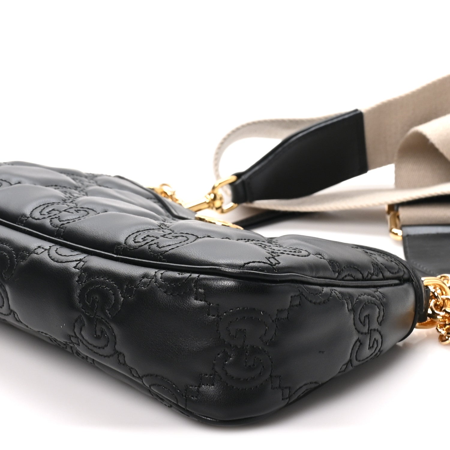 Gucci Calfskin GG Matelasse Chain Handbag Black Natural 8 of 10