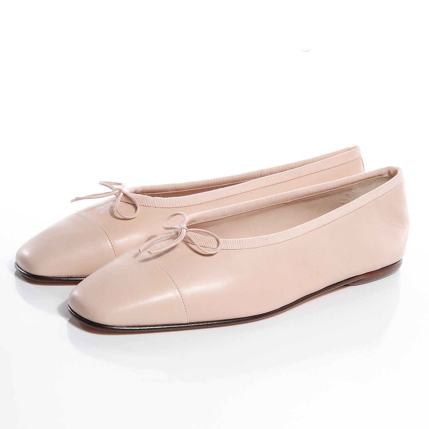 Chanel Lambskin CC Bow Flats Beige 38 3 of 7