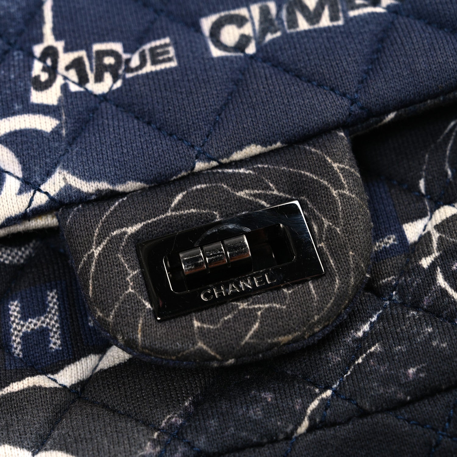 Chanel Jersey Quilted Camellia 2.55 Reissue Mini Flap Black White 11 of 11