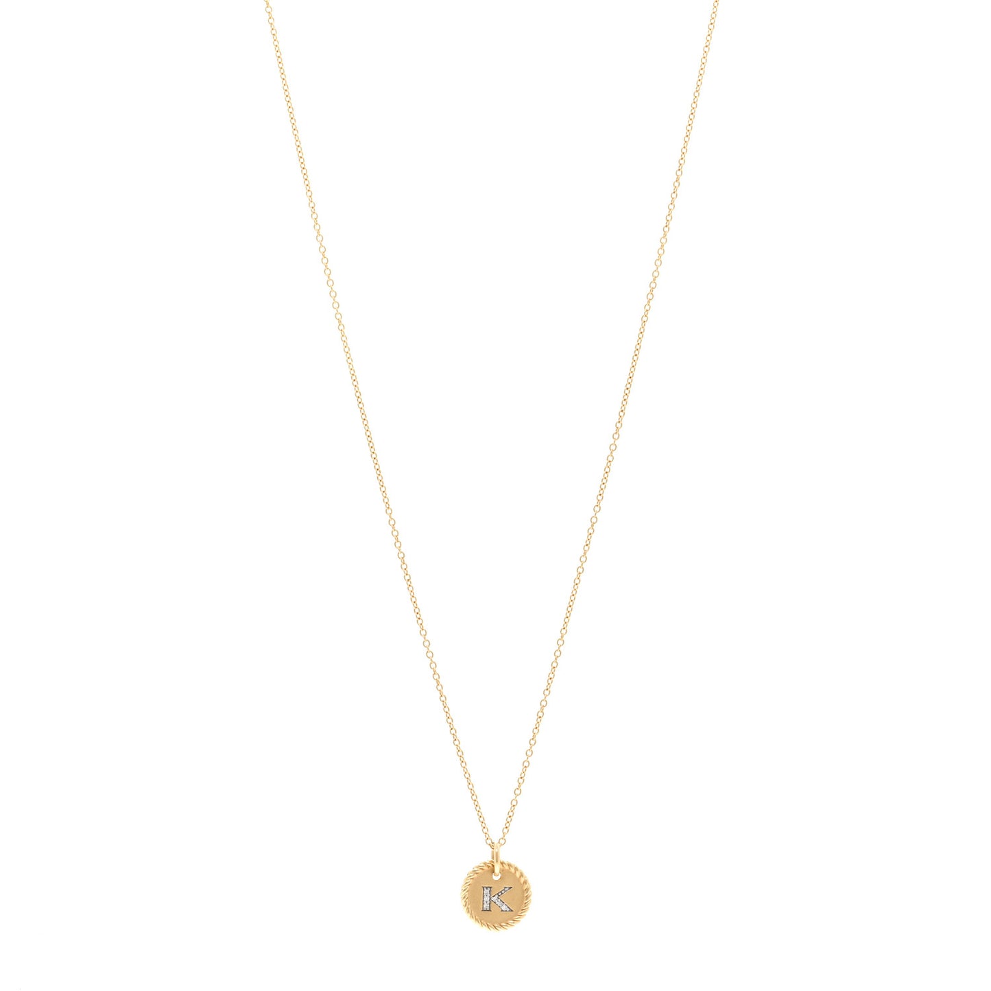 18K Yellow Gold Diamond Initial K Charm Pendant Necklace