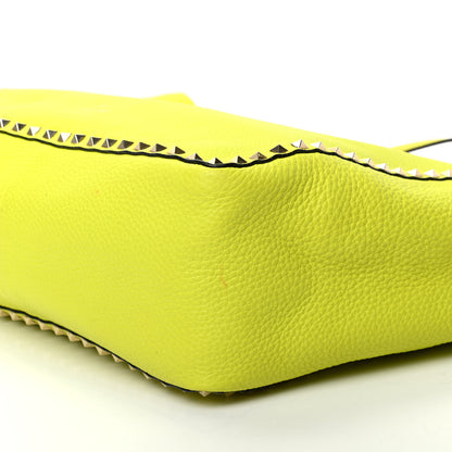 Valentino Garavani Grained Calfskin Large Rockstud Reversible Tote Pink Yellow 11 of 13