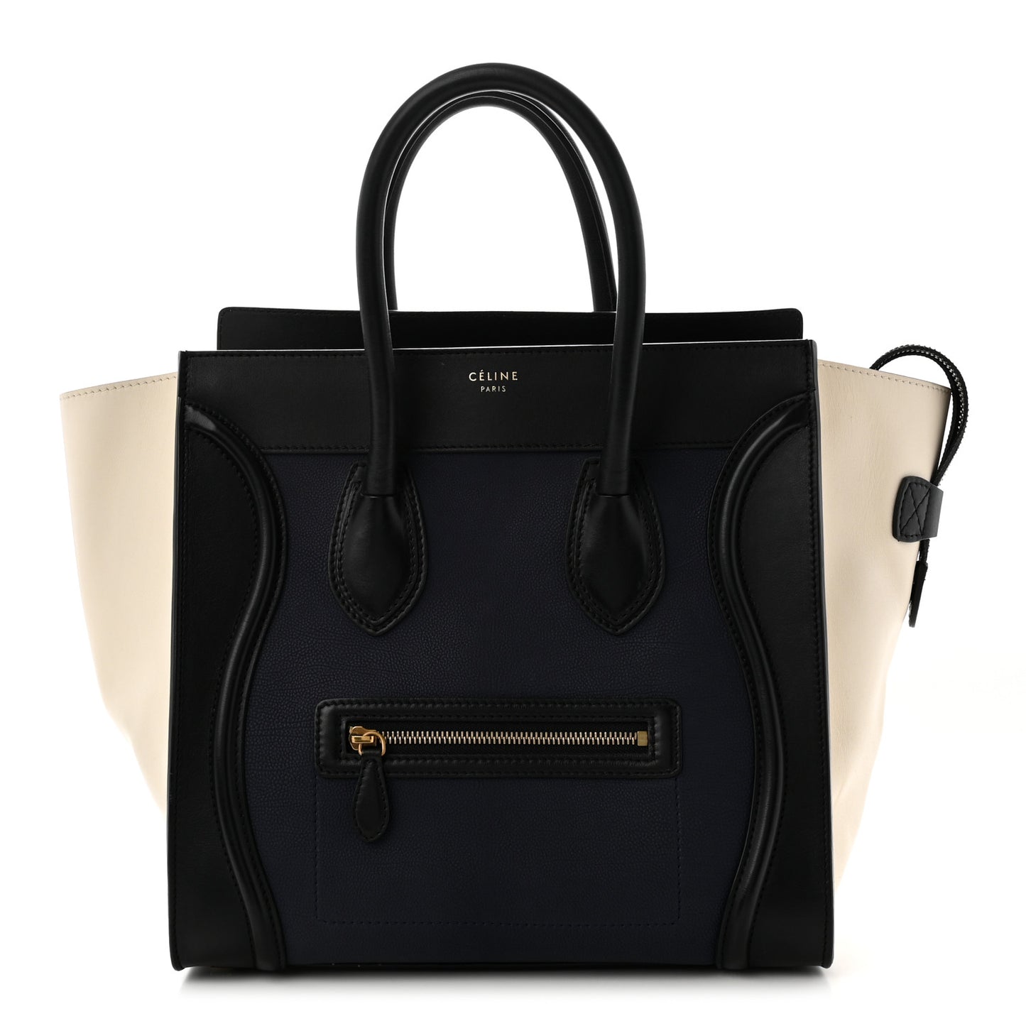 Elephant Calfskin Mini Tri-Color Luggage Blue Black White