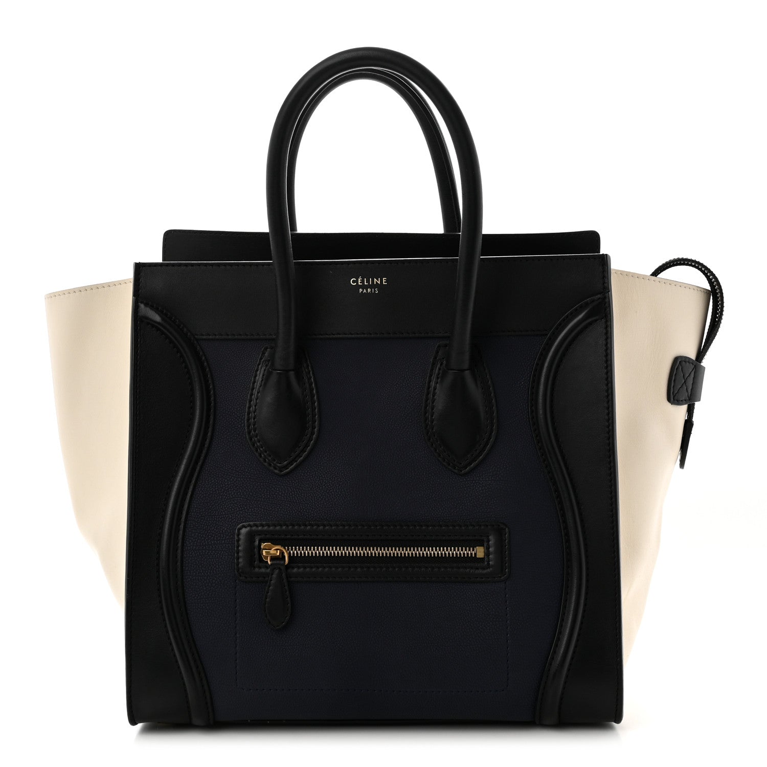 Celine Elephant Calfskin Mini Tri-Color Luggage Blue Black White 1 of 11