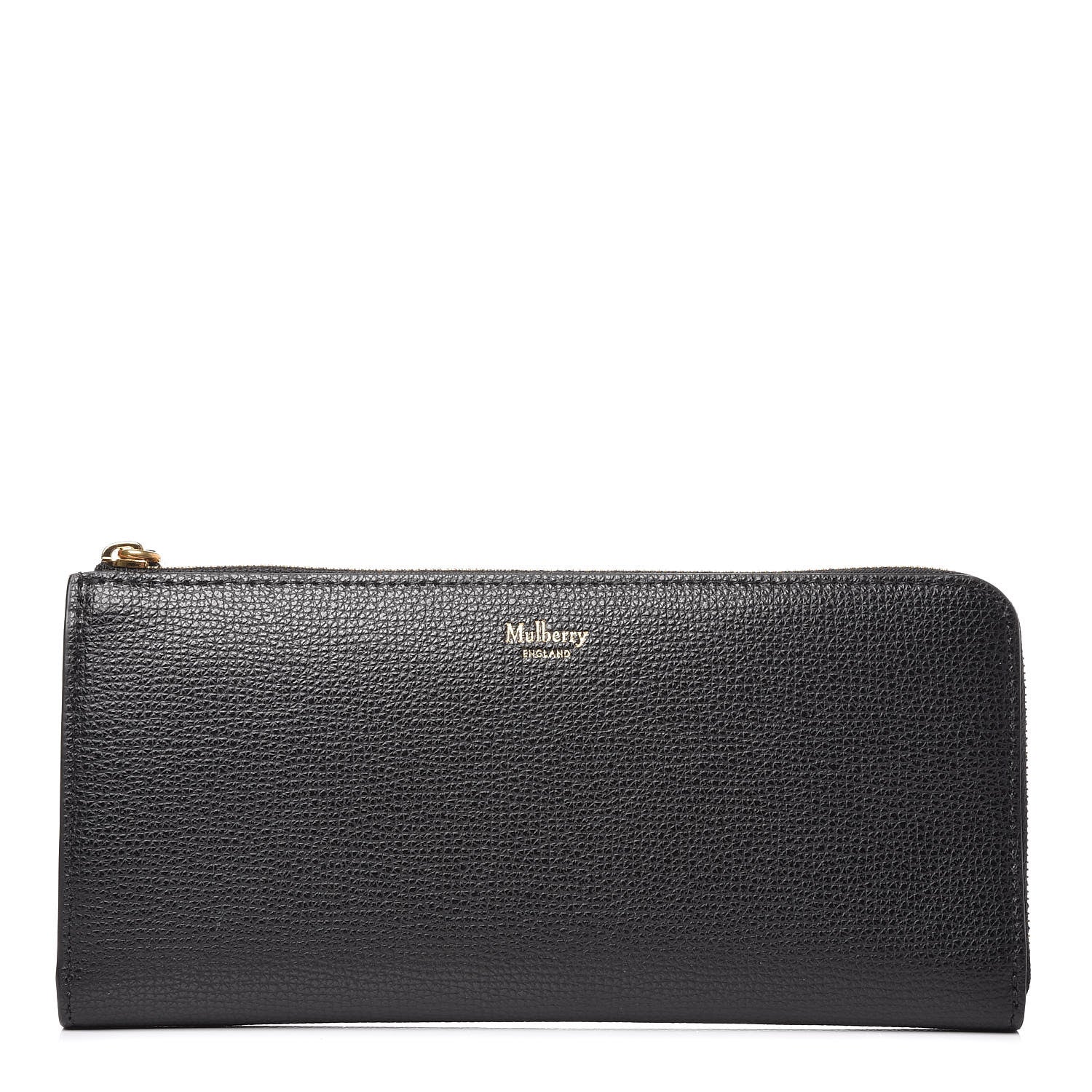 Mulberry Cross Grain Calfskin Long Part Zip Wallet Black 1 of 9
