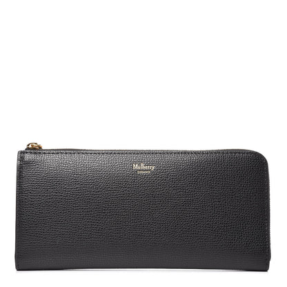Mulberry Cross Grain Calfskin Long Part Zip Wallet Black 1 of 9
