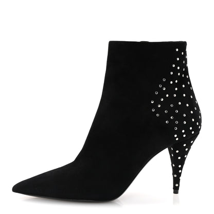 Saint Laurent Suede Studded Kiki 85 Zip Boot 37 Black 1 of 10