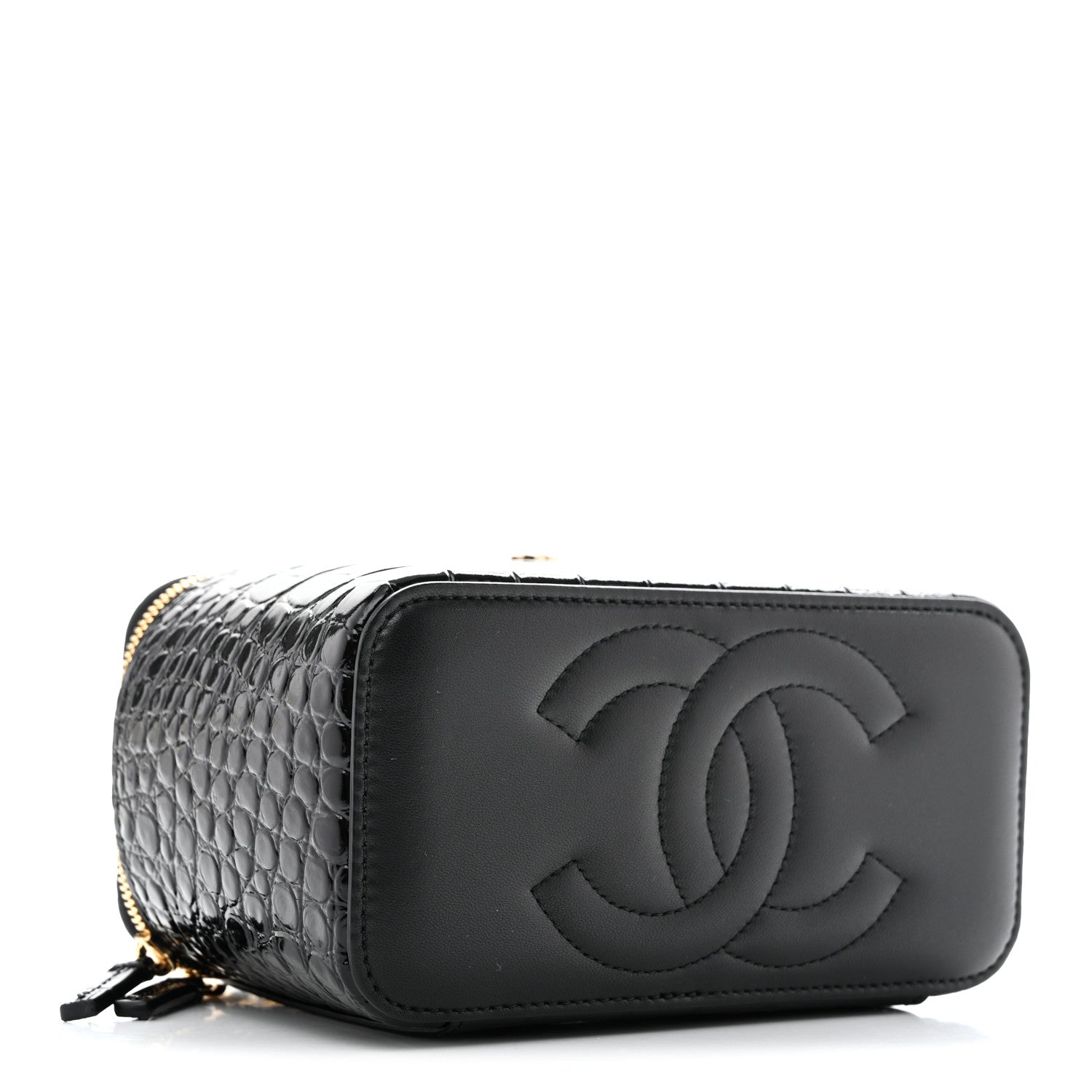 Chanel Calfskin Crocodile Embossed Exoticoco Small Top Handle