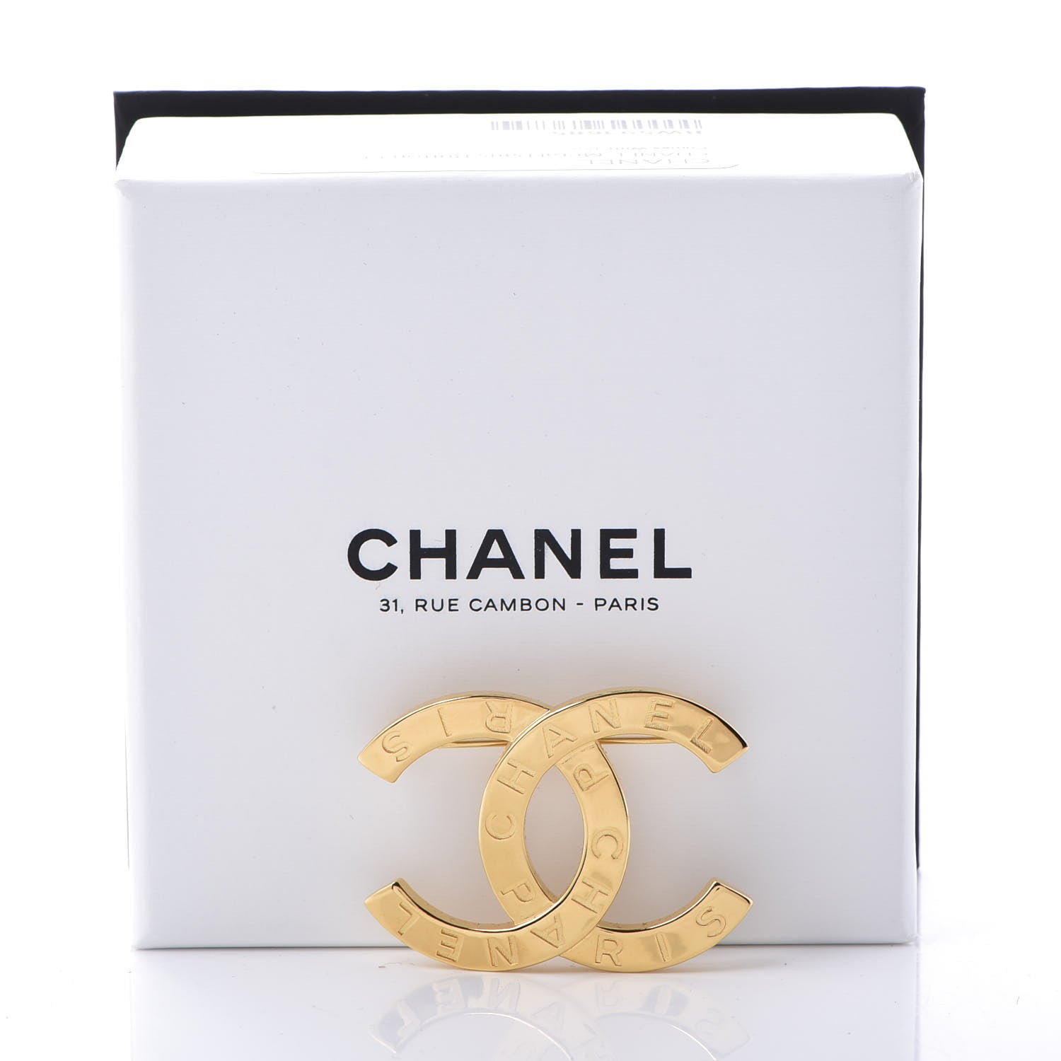 Chanel Metal Paris Button CC Large Brooch Gold 4 of 4