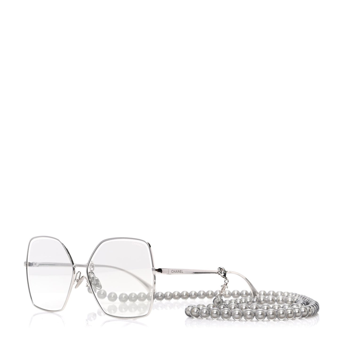 Butterfly Removable Pearl Chain Sunglasses 4262 Silver