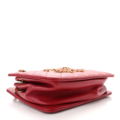 Chanel Calfskin Quilted Small CC Chain Accordion Tote Red 4 of 11