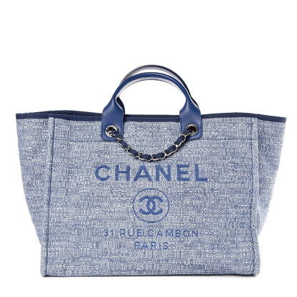 Chanel Canvas Large Deauville Tote Blue 1 of 8