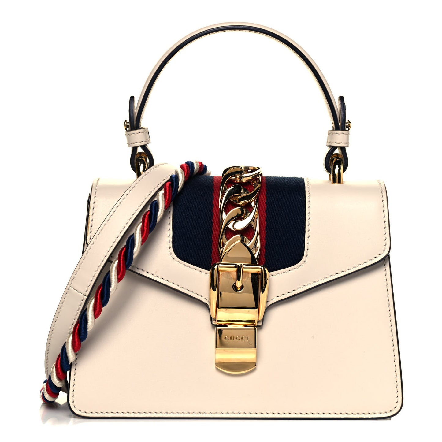 Calfskin Mini Sylvie Top Handle Bag White
