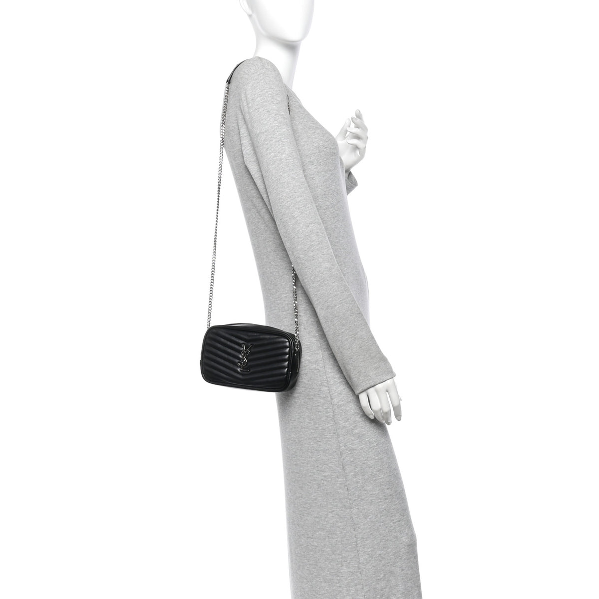 Calfskin Matelasse Monogram Mini Lou Camera Bag Black