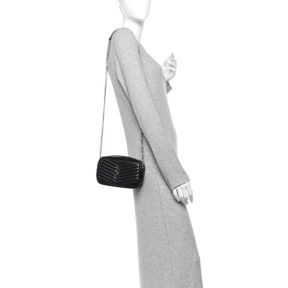 Saint Laurent Calfskin Matelasse Monogram Mini Lou Camera Bag Black 2 of 13