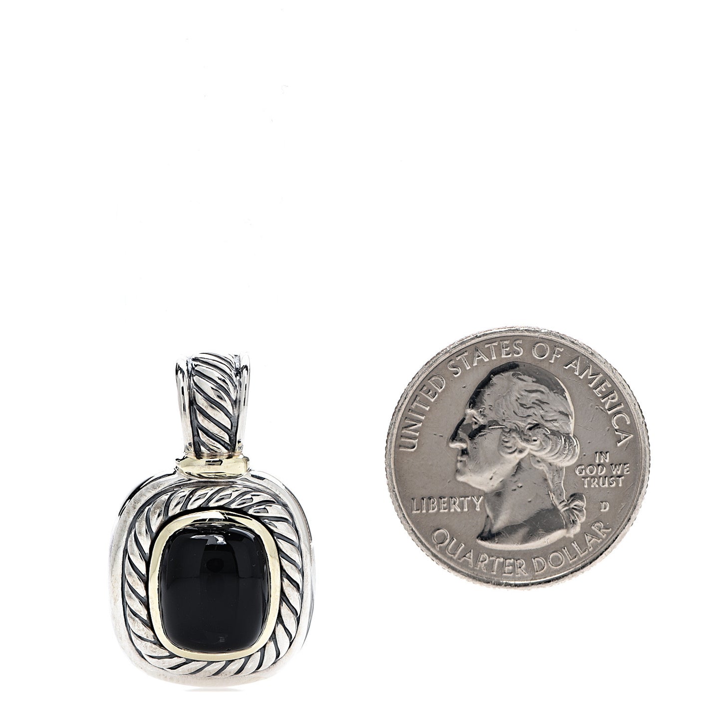 Sterling Silver 14K Yellow Gold Black Onyx 10mm Albion Enhancer Pendant