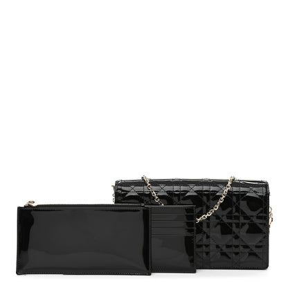 Christian Dior Patent Cannage Lady Dior Chain Wallet Black 1 of 11