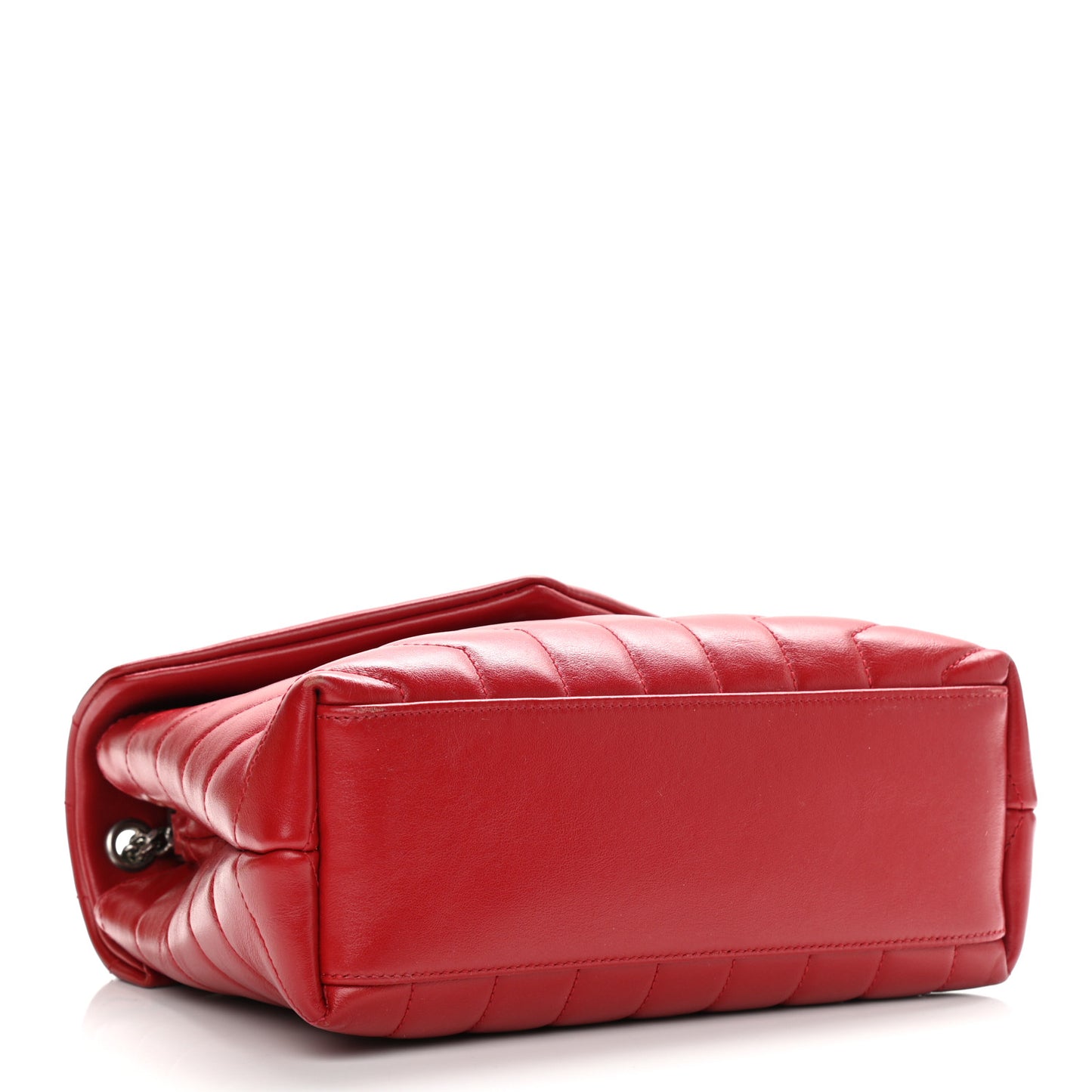 Calfskin Y Quilted Monogram Small Loulou Chain Satchel Lipstick Red