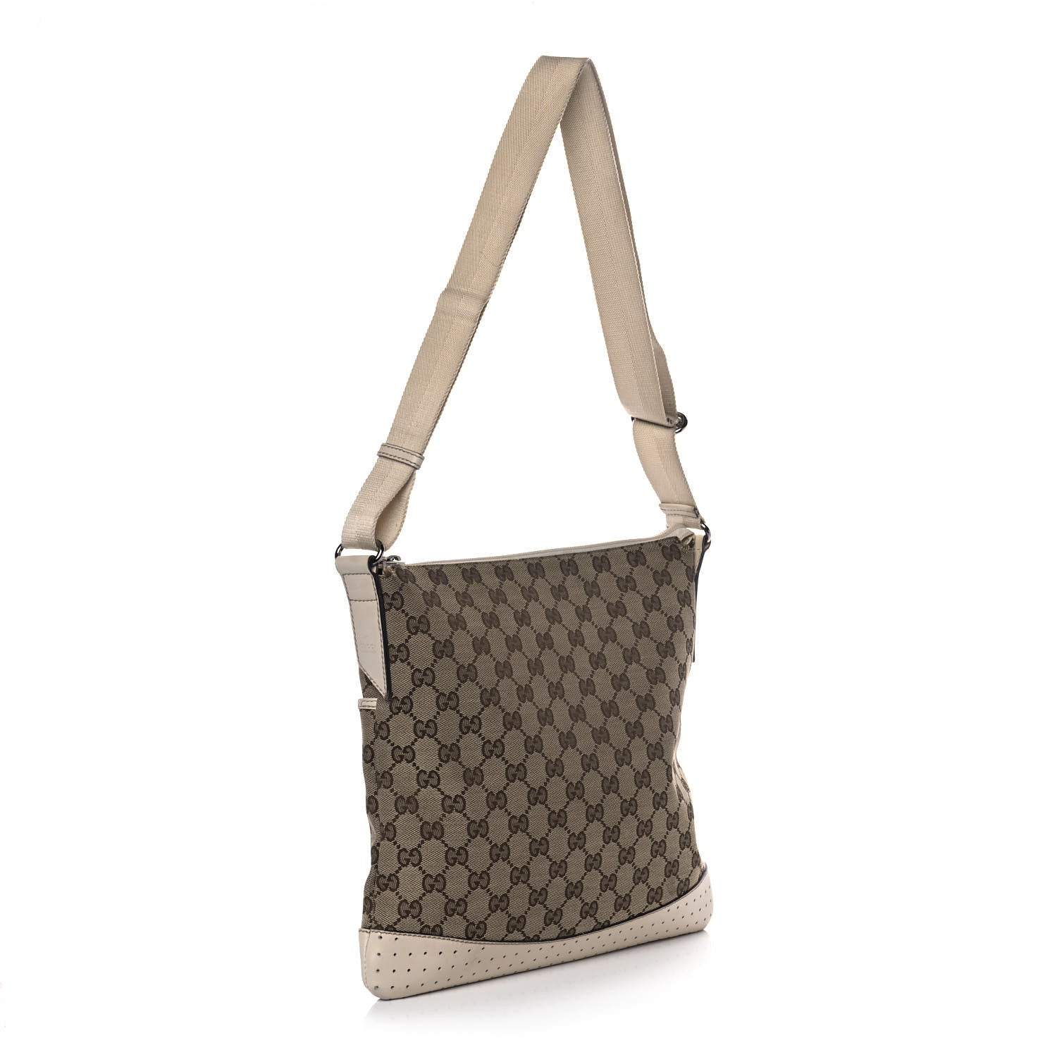 Gucci Monogram Calfskin Perforated Medium Flat Messenger Bag Off White 2 of 14