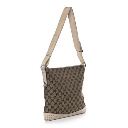 Gucci Monogram Calfskin Perforated Medium Flat Messenger Bag Off White 2 of 14