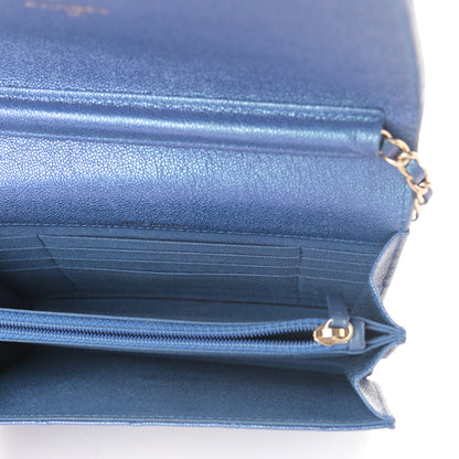 Chanel Iridescent Caviar Quilted Square Wallet On Chain WOC Blue 5 of 10