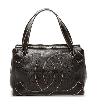 Chanel Caviar CC Stitched Small Tote Brown 1 of 7