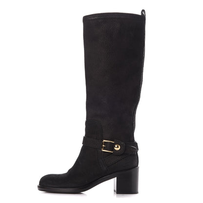 Louis Vuitton Nubuck Knee High Boots 38.5 Black 1 of 9