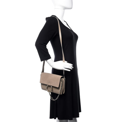 Chloe Suede Calfskin Small Faye Shoulder Bag Motty Grey 2 of 10