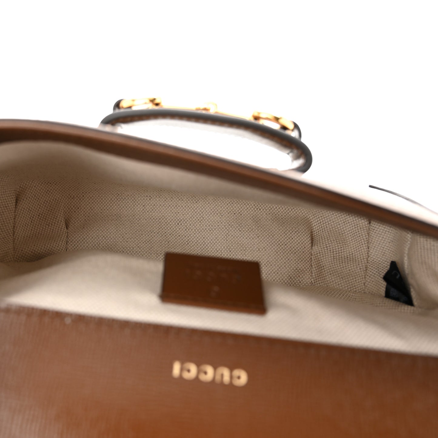 GG Supreme Monogram Azalea Calfskin Web Mini Horsebit 1955 Shoulder Bag Beige Ebony Brown Sugar