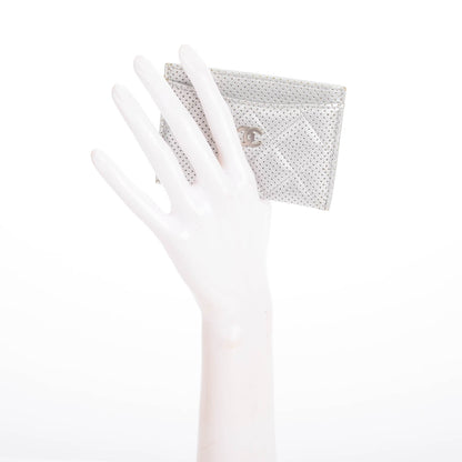 Chanel Perforated Lambskin Quilted Card Holder Light Silver 2 of 8