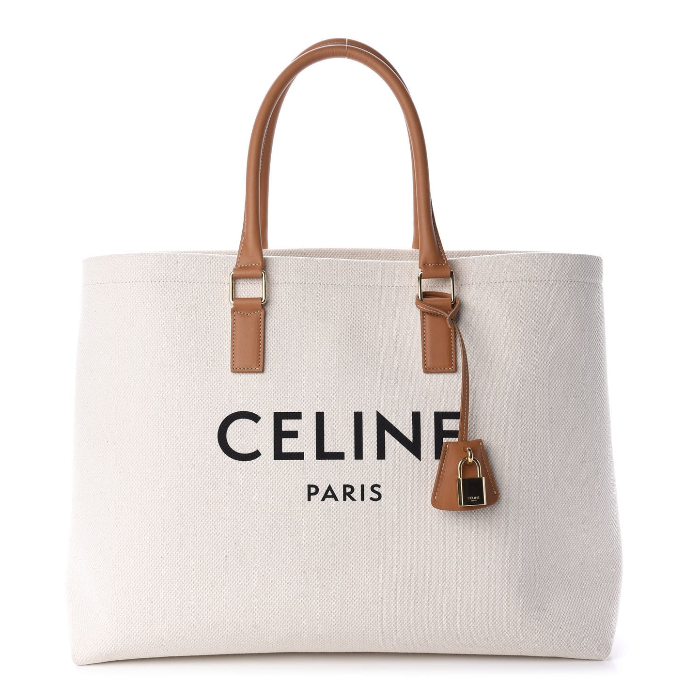 Canvas Calfskin Horizontal Cabas Natural Tan