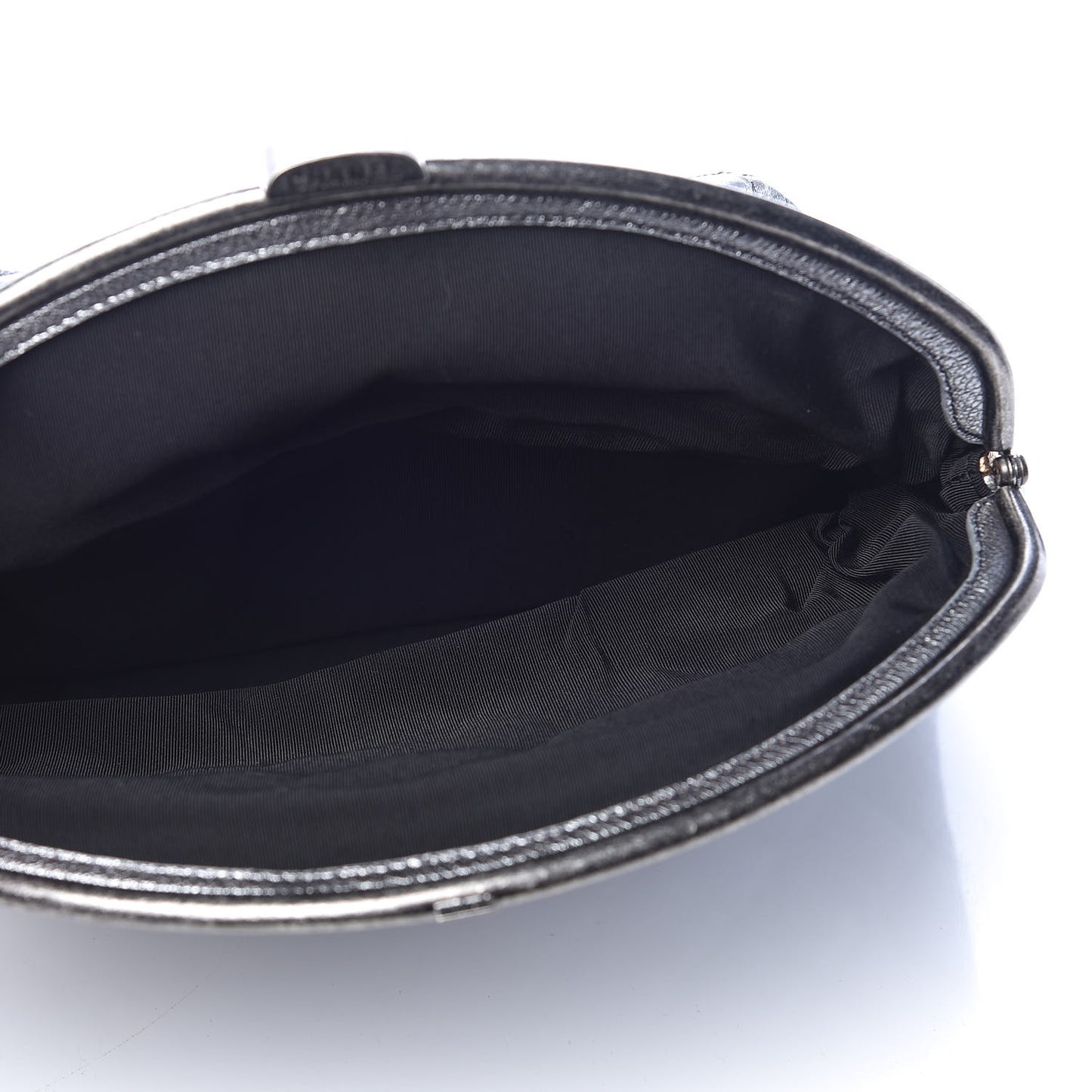 Metallic Goatskin Quilted Frame Clasp Flap Clutch Silver Gold