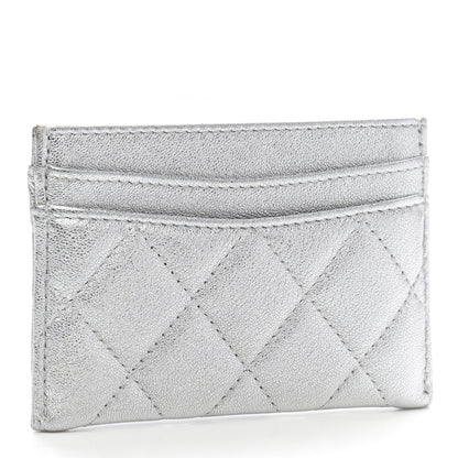 Chanel Metallic Lambskin Quilted Card Holder Silver 3 of 12