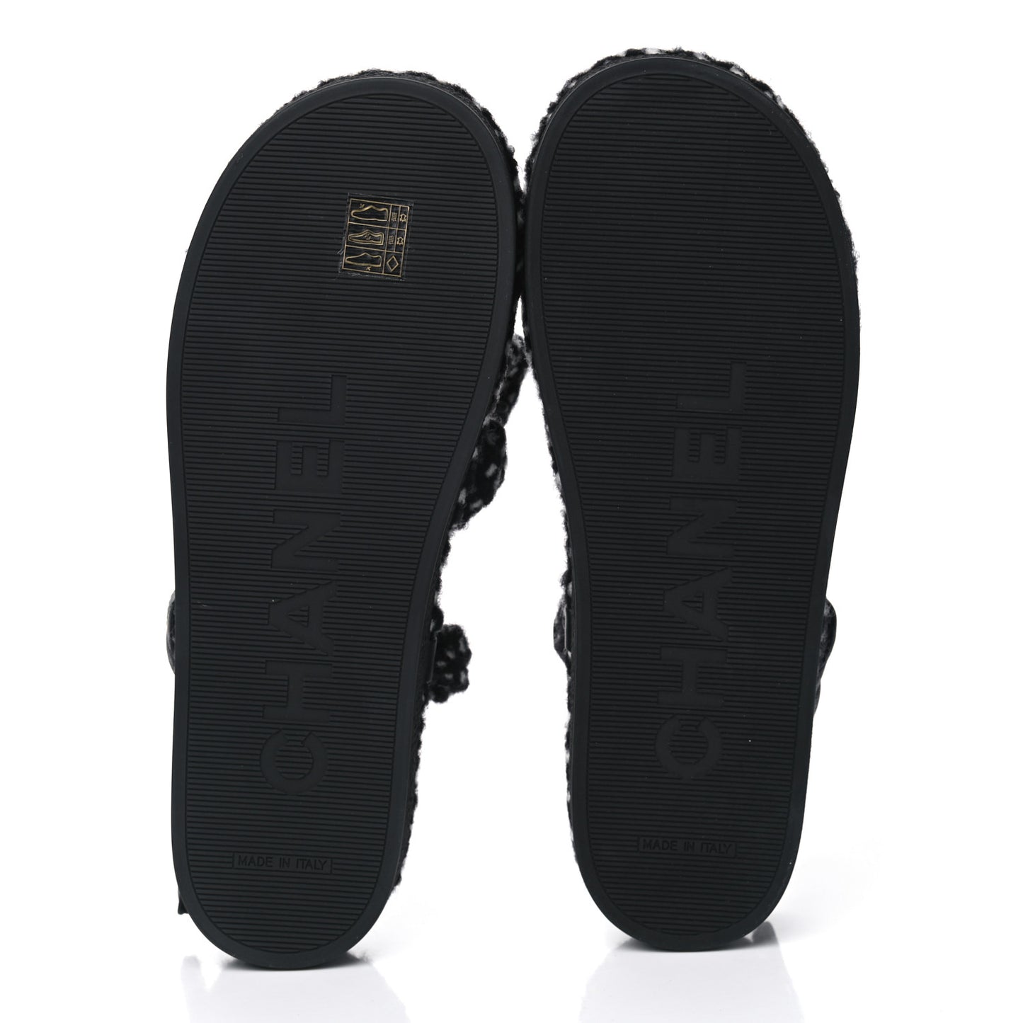 Cord Lambskin Quilted Logo Sandals 41 Black White
