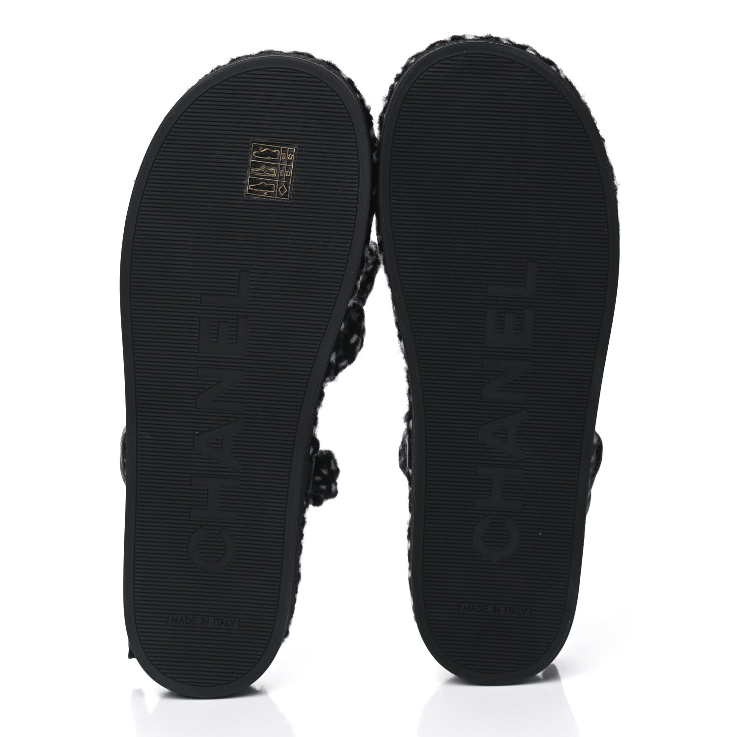 Chanel Cord Lambskin Quilted Logo Sandals 41 Black White 6 of 6