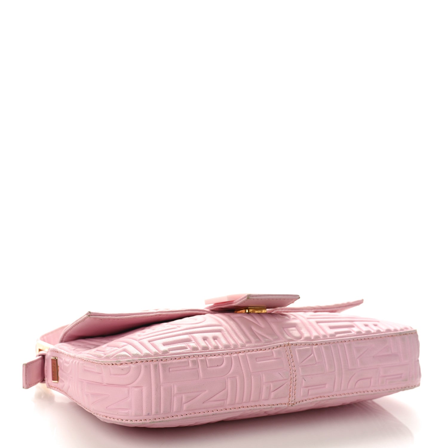Fendi Nappa Logo Embossed Baguette Pink 4 of 14