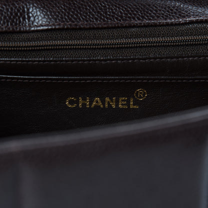 Chanel Caviar Vertical Quilted Jumbo Single Flap Brown 8 of 11